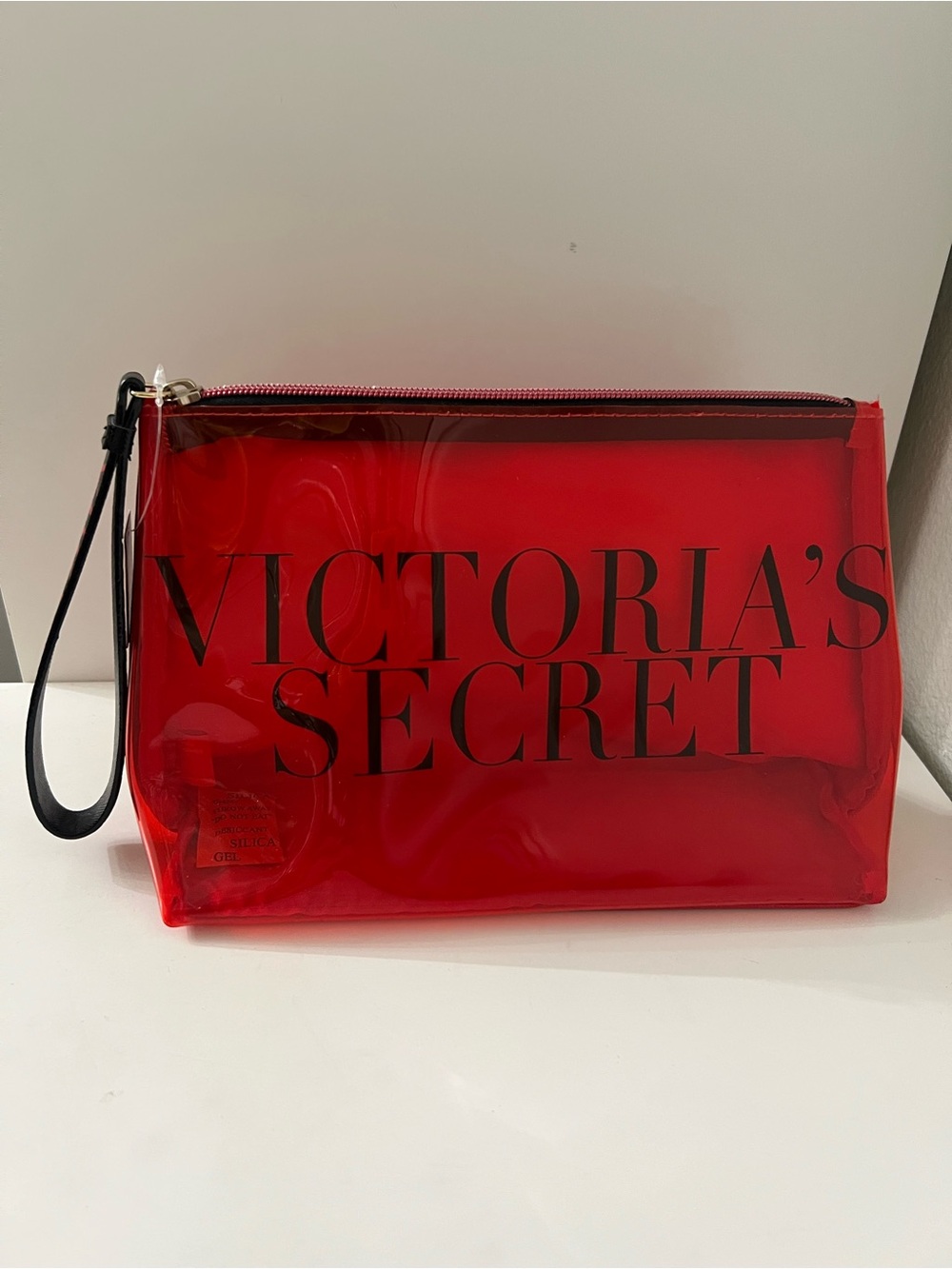 Victoria's Secret Red Clear Cosmetic Wristlet